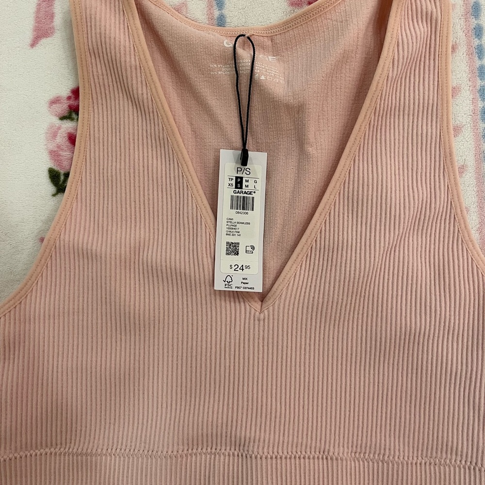 Garage Blush Ribbed Top